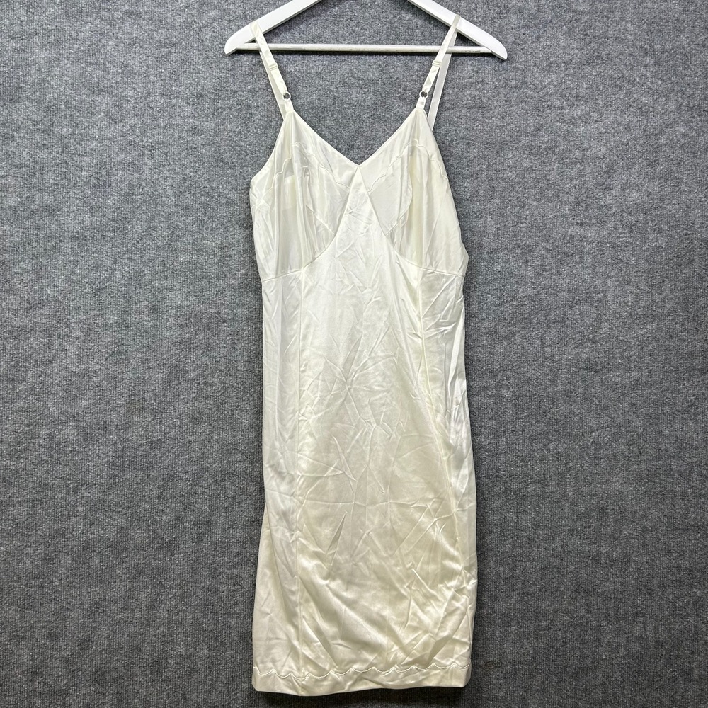 Vintage Sears Antron III Shadow Panel Slip Dress Women's Cream Nylon - 36 NWT